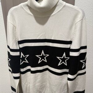 ANTONIO MELANI White and Black Star Turtleneck Sweater
